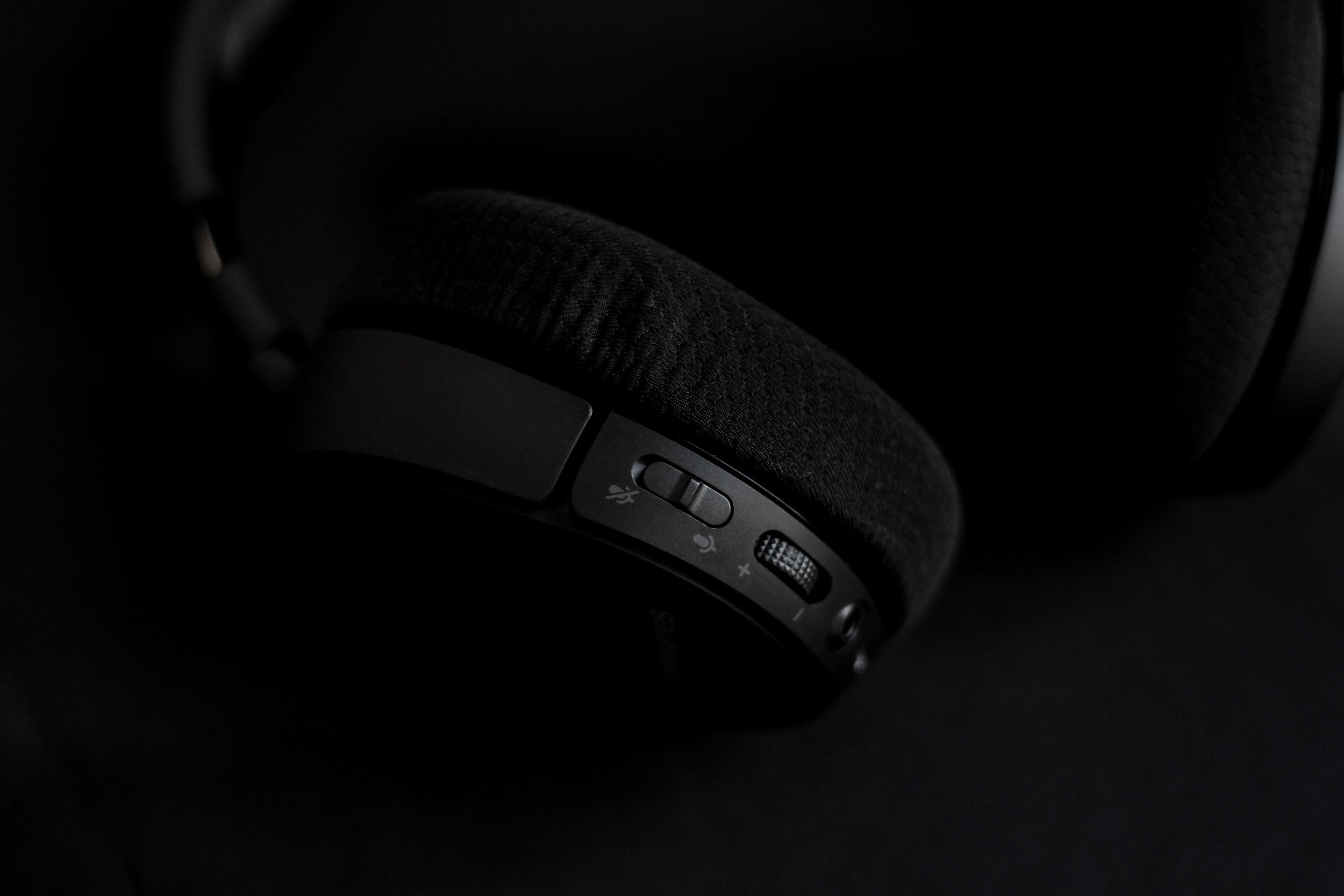 Closeup of Headphones on Black Background